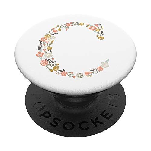 Cute First  and  Last Initial Monogram Letter C on White PS20003 PopSockets PopGrip Swappable Grip for Phones  and  Tablets