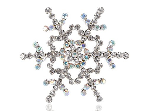 Alilang Womens Silvery Tone Clear Rhinestones Winter Holiday Snowflake Brooch Pin Alilang Womens Silvery Tone Clear Rhinestones Winter Holiday Snowflake Brooch Pin