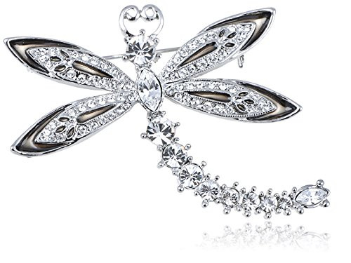 Alilang Womens Silver Tone Clear Crystal Rhinestone Dragonfly Insect Brooch Pin Alilang Womens Silver Tone Clear Crystal Rhinestone Dragonfly Insect Brooch Pin