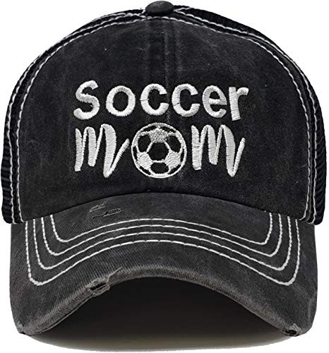Patch Mesh Baseball Hat - Soccer MOM - Black