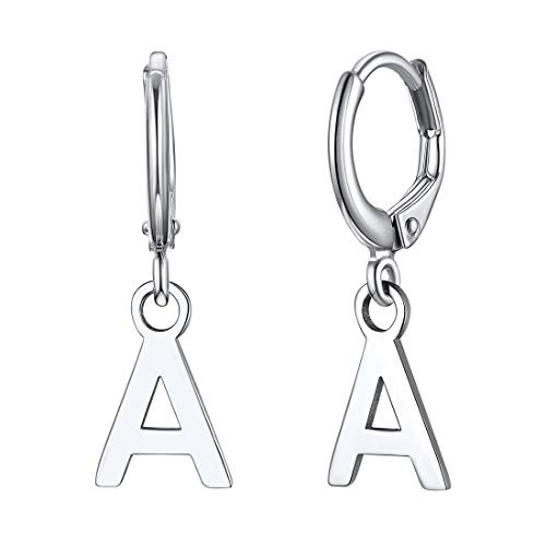 ChicSilver Initial Dangle Hoop Earrings for Women 925 Sterling Silver Personalized 26 Alphabet Letters Huggie Earrings for Teen Girls Initial A ChicSilver Initial Dangle Hoop Earrings for Women 925 Sterling Silver Personalized 26 Alphabet Letters Huggie Earrings for Teen Girls Initial A