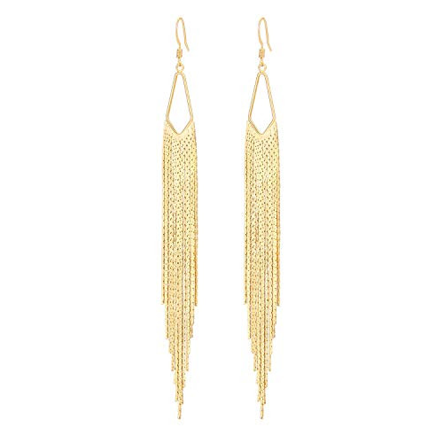 18K Gold Long Chain Tassel Earrings Simple Hook Jewelry for Women Fashion Sleek Chain Dangle Drop Earrings for Party Linear Fringe Earring 18K Gold Long Chain Tassel Earrings Simple Hook Jewelry for Women Fashion Sleek Chain Dangle Drop Earrings for Party Linear Fringe Earring