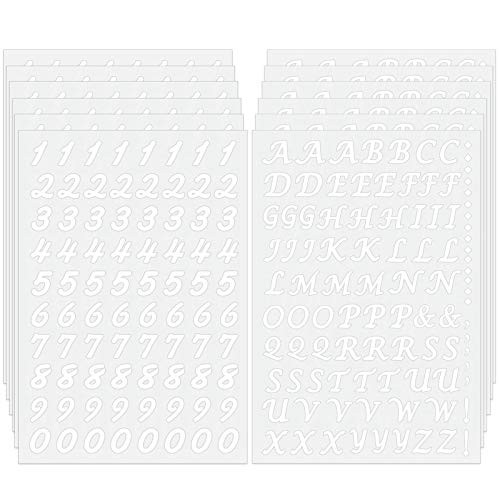 12 Pieces Iron on Letters Number Includes 6 Sheets 0_75 Inch Tall Iron-on Letters and 6 Sheets 0_75 Tall Iron-on Numbers Soft Flocking Iron on Letters Number for T-Shirt Clothes Bags DIY Craft White