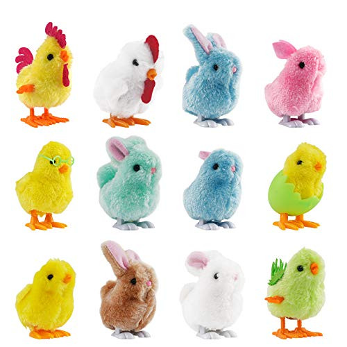 FUNNISM 12 Pcs Wind-Up Jumping Cute and Colorful Bunny and Chicken Toys for Easter Basket Fillers Easter Egg Hunt Treasure Chests Classroom Prize Supplies Birthdays Kids Gifts and Party Favors FUNNISM 12 Pcs Wind-Up Jumping Cute and Colorful Bunny and Chicken Toys for Easter Basket Fillers Easter Egg Hunt Treasure Chests Classroom Prize Supplies Birthdays Kids Gifts and Party Favors