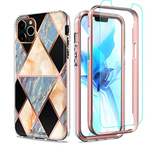 Misscase Compatible with iPhone 12 Pro Max 6_7 inch 2020 Case with Screen ProtectorFull Body Protective Screen Protector 2 in 1 Dual Layer Anti-Scratch Shockproof Case Black