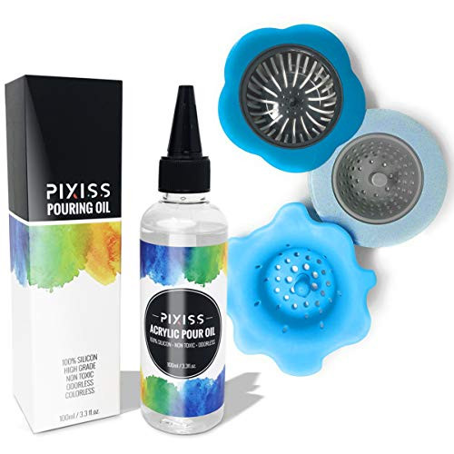 Acrylic Pouring Oil for Creating Cells Perfect Flow Pure High Grade Silicone Acrylic Pouring Flower Strainers 3 Pack