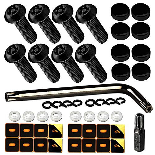 ZXFOOG Black License Plate Screws- Anti Theft License Plate Bolts for Fastening Car Tag Frame Holder 14 Stainless Steel Security Plate Mounting Hardware Kit- Screws Caps Nuts Rattle Proof Pads