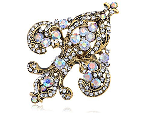 Alilang Golden Tone Shine Clear Rainbow Rhinestones King Queen French Fleur De Lis Adjustable Ring Alilang Golden Tone Shine Clear Rainbow Rhinestones King Queen French Fleur De Lis Adjustable Ring
