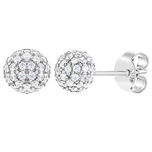 925 Sterling Silver Clear CZ Fireball Stud Earrings for Girls Teens 6mm 925 Sterling Silver Clear CZ Fireball Stud Earrings for Girls Teens 6mm