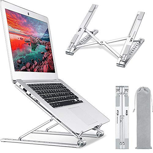 Homemaxs Portable Laptop Stand Foldable Computer Stand Adjustable Laptop Riser for Desk MacBook Stand Aluminium Ergonomic Laptop Holder Compatible with iPad HP Dell Lenovo More 10-17 Laptops
