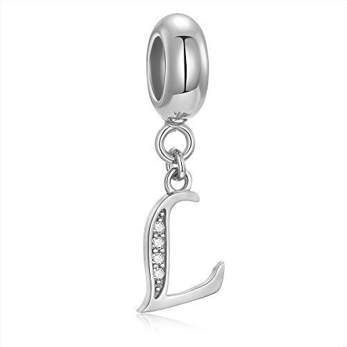 925 Sterling Silver Initial A-Z Letter Alphabet Charms Beads fits Pandora Bracelet Letter L