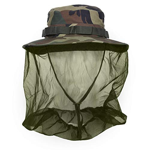 Rothco Boonie Hat with Mosquito Netting 7 34 Woodland CamoOlive Drab