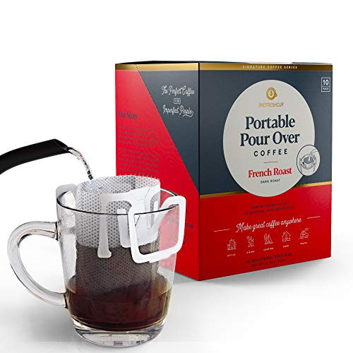 One Fresh Cup Coffee - Single Serve Portable Pour Over Drip Coffee - French Roast - Dark Roast - 10-pack One Fresh Cup Coffee - Single Serve Portable Pour Over Drip Coffee - French Roast - Dark Roast - 10-pack