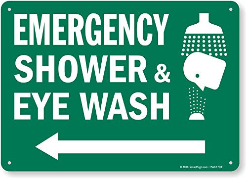 Emergency Shower  and  Eye Wash Sign with Left Arrow by SmartSign  10 x 14 Aluminum