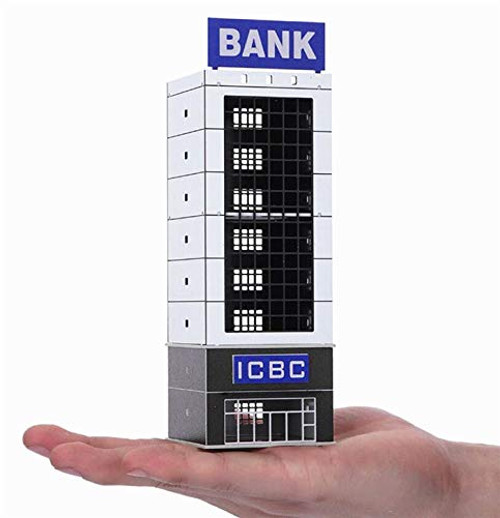 EatingBiting N Scale 1150 1144 Outland Sand Table Modern Bank Skyscraper Building Model Realism Scene for DIY Sand Table Garden Micro Landscape Ornaments Decor Supply Player Spray Painting