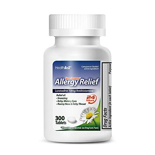 HealthA2Z Allergy Relief Loratadine Tablet 10mgAntihistamineNon-Drowsy 300 Counts 24-Hour Allergy Medicine