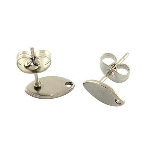 ARRICRAFT 100pcs Stainless Steel Ear Stud Horse Eye Blank Components Earring Cabochon Ear Studs Findings for Earring Making