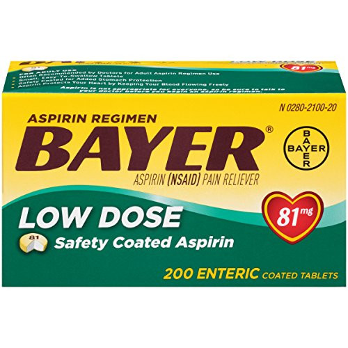 Aspirin Regimen Bayer 81mg Enteric Coated Tablets Pain RelieverFever Reducer 200 Count