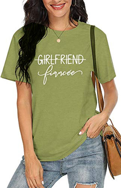SFHFY Girlfriend Fiancee Shirts for Women Engagement T Shirt from Miss to Mrs Funny Girlfriend Letter Print Tee Top Green SFHFY Girlfriend Fiancee Shirts for Women Engagement T Shirt from Miss to Mrs Funny Girlfriend Letter Print Tee Top Green