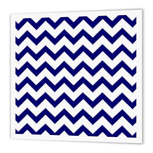 3dRose ht-110746-1 Chevron Pattern Navy Blue and White Zigzag-Iron on Heat Transfer for Material 8 by 8-Inch White