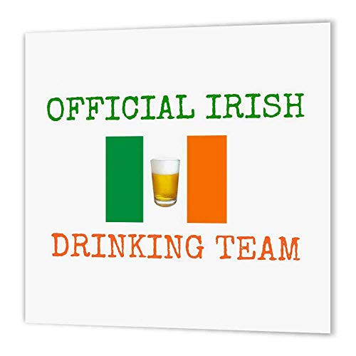 3dRose ht-180054-2 Official Irish Drinking Team Green Letters with Ireland Flag and Beer Iron on Heat Transfer for White Material 6 x 6