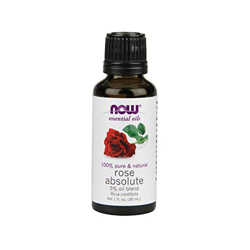 NOW Essential Oils Rose Absolute 5 Blend of Pure Rose Absolute Oil in Pure Jojoba Oil Romantic Aromatherapy Scent Vegan Child Resistant Cap 1-Ounce