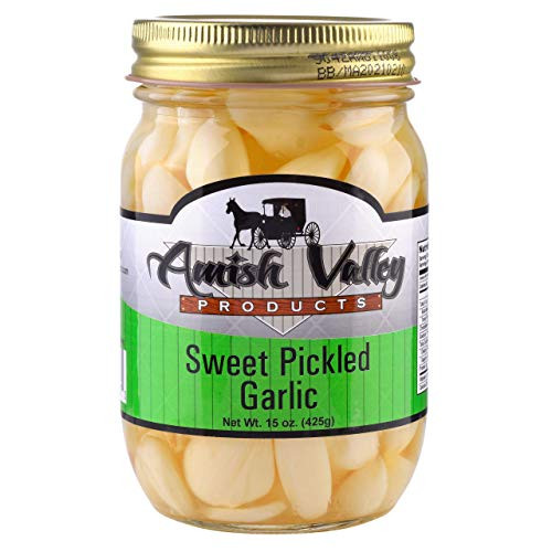 Amish Valley Products Country Pickled Garlic Sweet or Hot Flavor 15 oz Glass Jar SWEET 1 - 15oz JAR