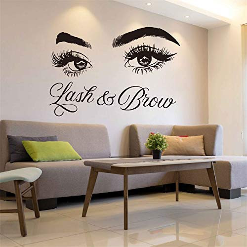 Lash  and  Brow Wall Decal Eyelash Extension Beauty Salon Decoration Make Up Room Wall Stickers LL300 Black