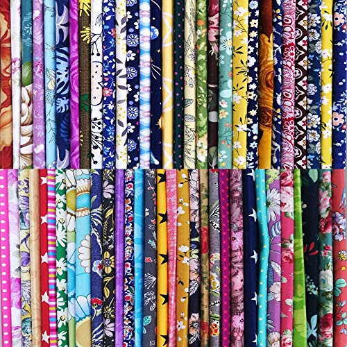 50pcs 8 x 8 inches Cotton Fabric Bundle Squares for Quilting Sewing Precut Fabric Squares for Craft Patchwork
