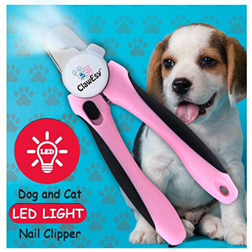 CLAWESY LED Dog Nail Clippers Cat Nail Clippers Dog Clippers Quick Finder Dog Nail Clippers Cat Nail Clippers with Safety Guard Dog Nail Clippers with Light Cat Nail Clippers Pink