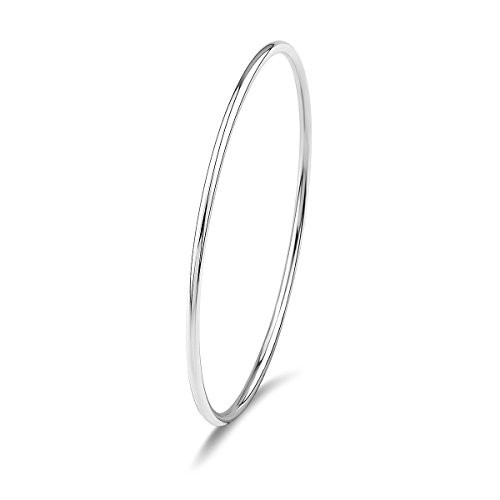 Merdia 925 Sterling Silver Stackable Polished Bangle Bracelet with Fresh Simple Style 2_4inner size-6cm