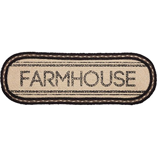 VHC Brands Bleached White Farmhouse Country Tabletop & Kitchen Sawyer Mill Oval Jute Runner, 8x24 VHC Brands Bleached White Farmhouse Country Tabletop & Kitchen Sawyer Mill Oval Jute Runner, 8x24