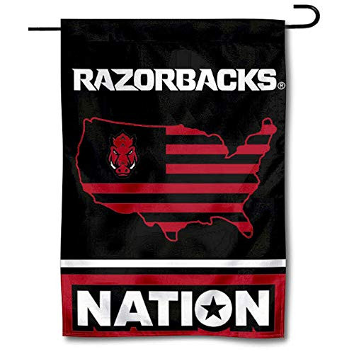College Flags  and  Banners Co_ Arkansas Razorbacks Garden Flag with USA Stars and Stripes College Flags  and  Banners Co_ Arkansas Razorbacks Garden Flag with USA Stars and Stripes