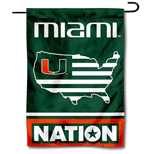 College Flags and Banners Co_ Miami Hurricanes Garden Flag with USA Stars and Stripes College Flags and Banners Co_ Miami Hurricanes Garden Flag with USA Stars and Stripes