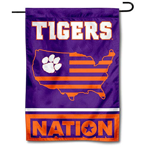 College Flags and Banners Co_ Clemson Tigers Garden Flag with USA Stars and Stripes Nation College Flags and Banners Co_ Clemson Tigers Garden Flag with USA Stars and Stripes Nation