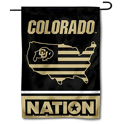 College Flags and Banners Co_ Colorado Buffaloes Garden Flag with USA Stars and Stripes Nation College Flags and Banners Co_ Colorado Buffaloes Garden Flag with USA Stars and Stripes Nation