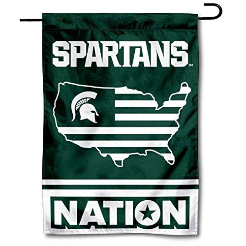 College Flags  and  Banners Co_ Michigan State Spartans Garden Flag with USA Stars and Stripes Nation College Flags  and  Banners Co_ Michigan State Spartans Garden Flag with USA Stars and Stripes Nation