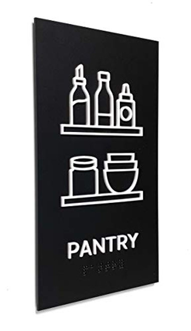 Kubik Letters Pantry Sign ADA Compliant Modern Design Door Sign with Grade 2 Braille for Pantry Room with 3M Double Sided Tape