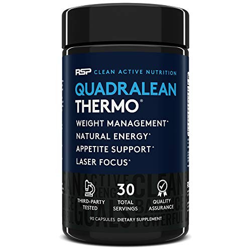 RSP QuadraLean Thermogenic Fat Burner for Men  and  Women Weight Loss Supplement Crash-Free Energy Metabolism Booster  and  Appetite Suppressant Diet Pills 30 Serv