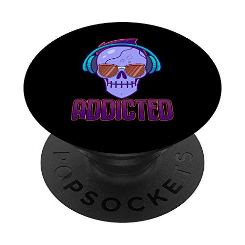 Addicted to Gaming Gamer Skull Video Games ESport PopSockets Grip and Stand for Phones and Tablets