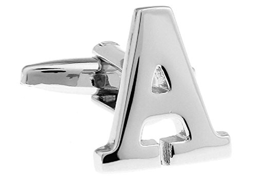 MRCUFF Letter A Pair Cufflinks in a Presentation Gift Box  and  Polishing Cloth