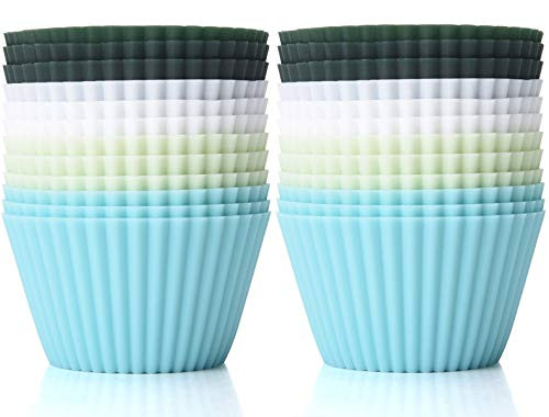 TeaRoo Silicone Baking Cups Reusable 24 Pack Muffin Liners Nonstick Standard Size Cupcake Holder Molds Muffins Cup Molds