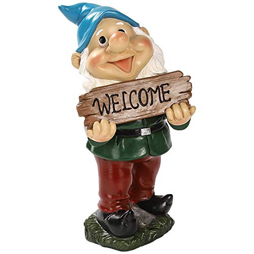 Idle Hippo Welcome Garden Gnome Statue Funny Outdoor Gnome Decorations Garden Figurines for Lawn Patio Yard Decor