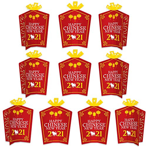 Big Dot of Happiness Chinese New Year - Table Decorations - 2021 Year of the Ox Party Fold and Flare Centerpieces - 10 Count Big Dot of Happiness Chinese New Year - Table Decorations - 2021 Year of the Ox Party Fold and Flare Centerpieces - 10 Count