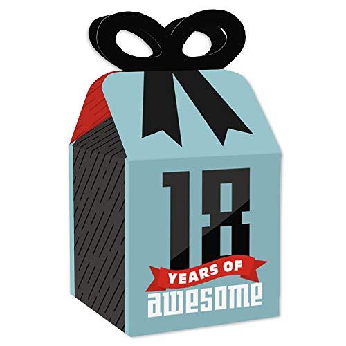 Big Dot of Happiness Boy 18th Birthday - Square Favor Gift Boxes - Eighteenth Birthday Party Bow Boxes - Set of 12 Big Dot of Happiness Boy 18th Birthday - Square Favor Gift Boxes - Eighteenth Birthday Party Bow Boxes - Set of 12