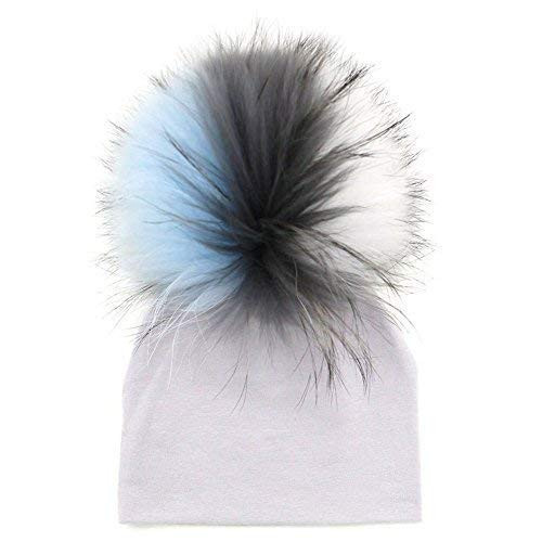 GZHILOVINGL 0-3 Months Baby Hats Newborn Infant Beanie with Real Fur Pom Pom Spring
