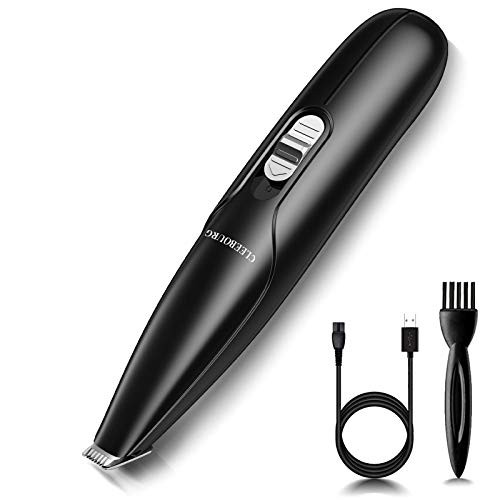 CLEEBOURG Dog Clippers Grooming Kit Professional Electric Pet Clipper Low Noise Rechargeable Cordless Pet Hair Trimmer for Small Dogs and Cats Hair Around Face Paws Eyes Ears Rump