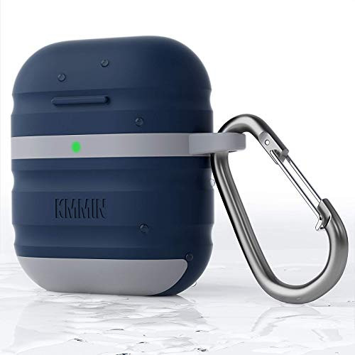 AirPods Case KMMIN Waterproof AirPods Case Cover for Apple AirPods 1 and 2 Wireless Charging Case Premium Silicone Protective Case Skin Airpods Accesssories LED Light Visible
