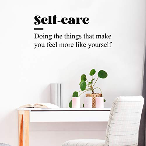 Vinyl Wall Art Decal - Self Care - 13 x 30 - Modern Inspirational Self Esteem Definition Quote Sticker for Home Work Office Bedroom Closet Living Room Decor Black