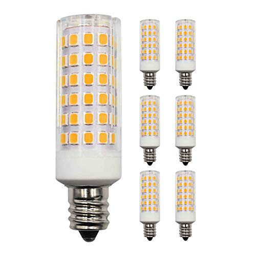 6 Pack E12 Led Bulb 6W Equivalent to 60W Warm White 3000K 600Lm AC 110V 120V C7 Mini Edison Base for Small Ceiling Fan Bedroom Salt Lighthouse Chandelier Lamp